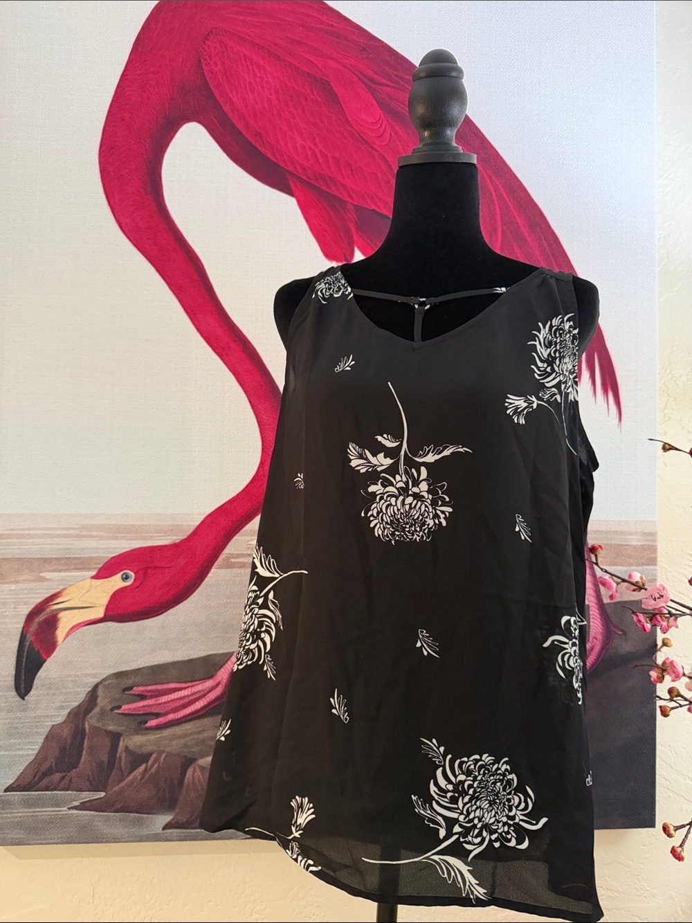 Maurices Black Sleeveless Floral Camisole